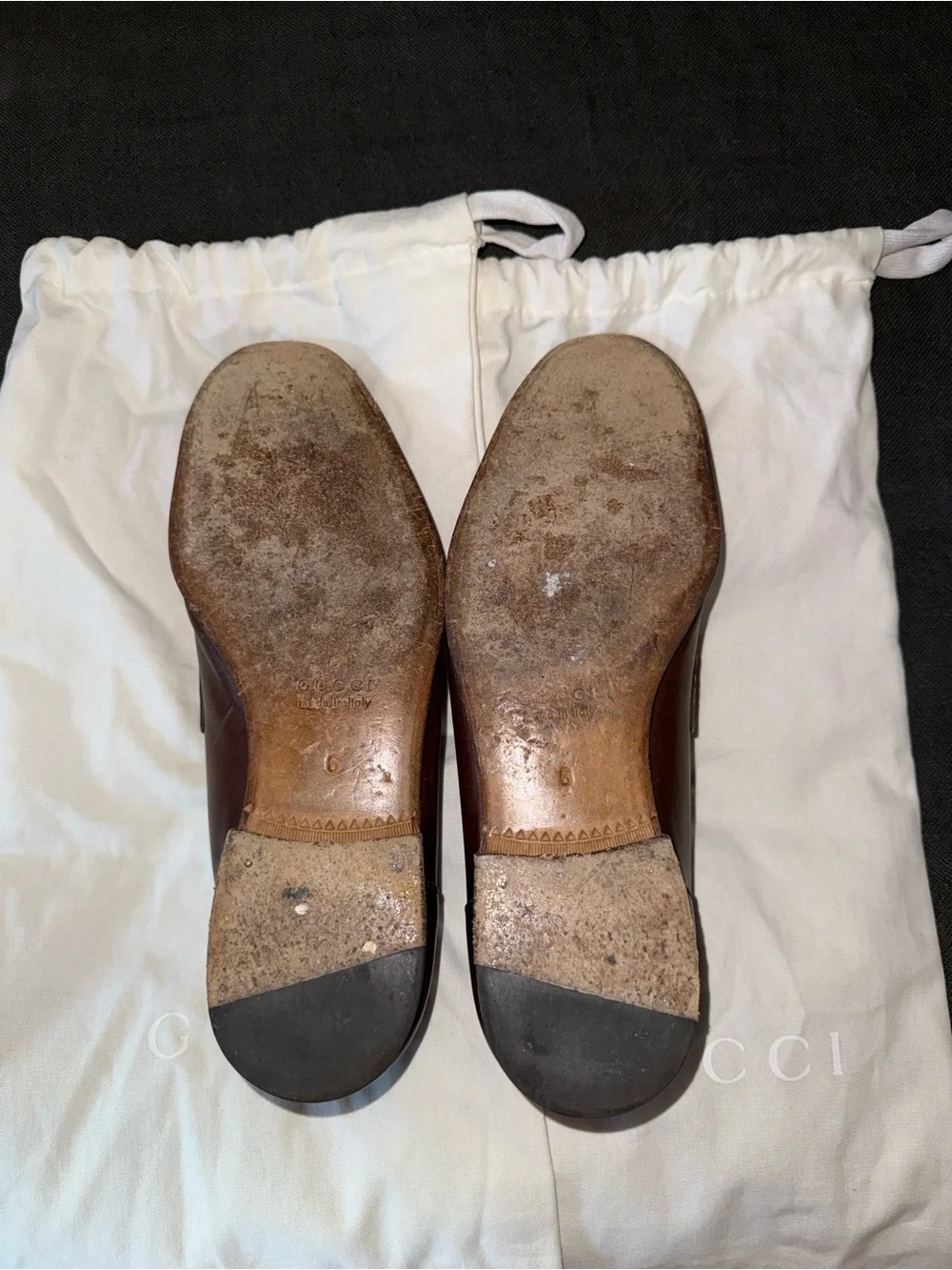 Gucci Brown Leather Horsebit Slip-On Loafers